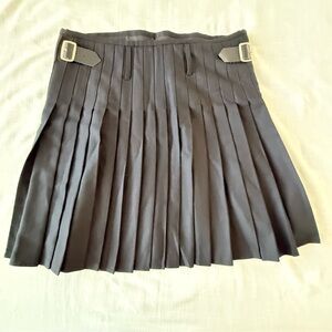 Scottish Highland Kilt Gents Black Woven Tartan  Buckled Pleated Kilt Size 38